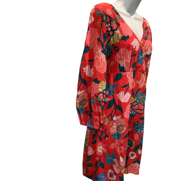 J. CREW DEEP V NECK FLORAL PRINT LIGHT WEGHT LONG SLEEVE DRESS 4 NWT - Picture 5 of 8